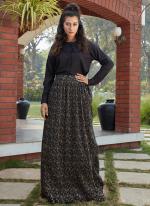 Cotton Black Casual Wear Printed Readymade Skirt With Top